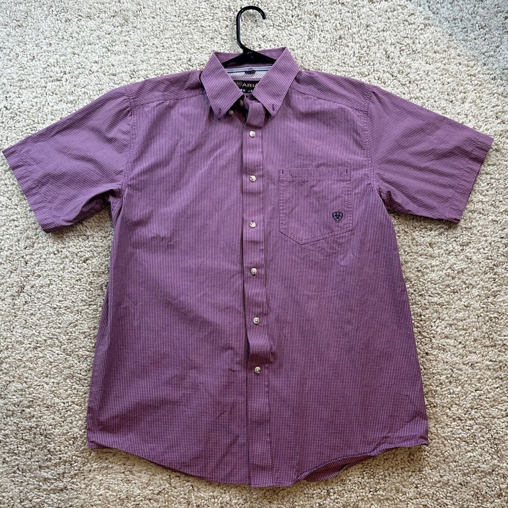Ariat Pro Series Button Up Shirt Mens Medium Red‎ Plaid Short Sleeve Casual